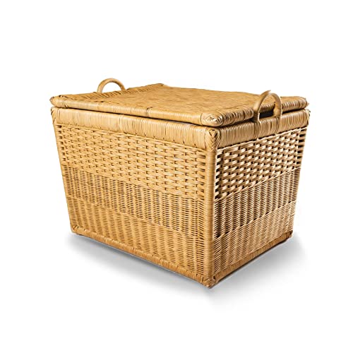 The Basket Lady Lift-Off Lid Wicker Storage Basket, Large, 24.5 in L x 18 in W x 17.5 in H, Sandstone
