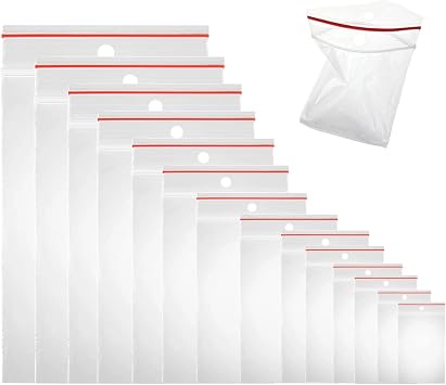 Resealable Clear Ziplock Bags with Holes Plastic Bags Sealing Bags Food Bags 27 Sizes to Choose From 1000 Pieces 40 x 60 mm