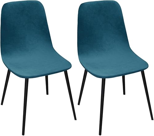 Miniatura 16 de Paquete de 2 fundas de terciopelo para sillas de comedor, lavables, extraíbles, de mediados de siglo, modernas, curvas, sin brazos, para decoración