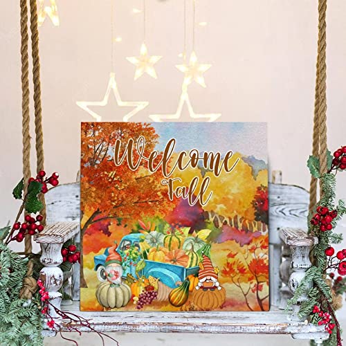 Panneau Welcome Fall en bois naturel suspendu décoration rétro rétro 30cm