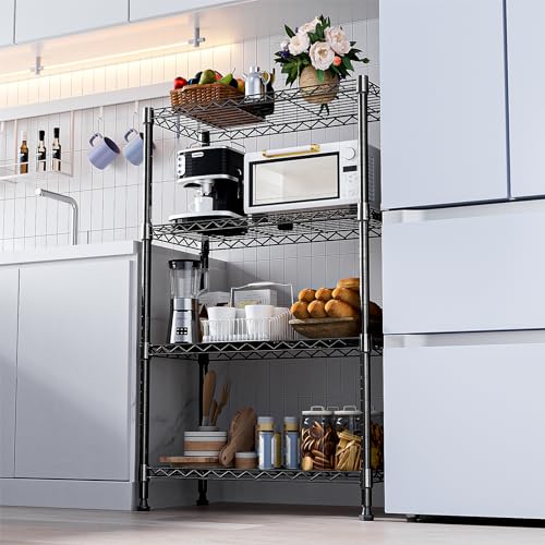 Image of M MZG 1000 lbs Storage Shelving Steel Heavy Duty 4-Tier Utility Shelving Unit Steel Organizer Wire Rack for Home,Kitchen,Office,Black (13.7 inch D x 23.6 inch W x 53.4 inch H)