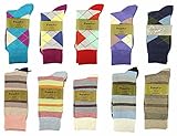 Fine Fit Mens Designer Dress Socks Argyle & Striped Size 10-13 (10 Pairs)