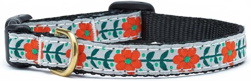 Up Country Orange You Pretty Pattern Dog Collar, X-Small (6 To 12 Inches) 5/8 Inch Narrow Width