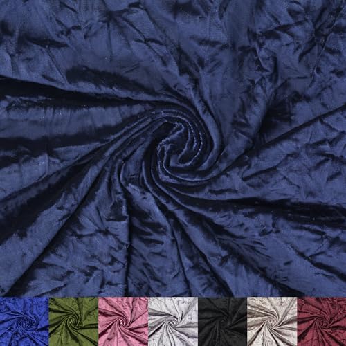 LitLook Crinkle Crushed Velvet Fabric by The Yard - 58/60' Wide Panne Velvet Velour Cloth Fabric for Sewing Dresses, Upholstery & DIY Crafts - 96% Polyester 4% Spandex - G Blue