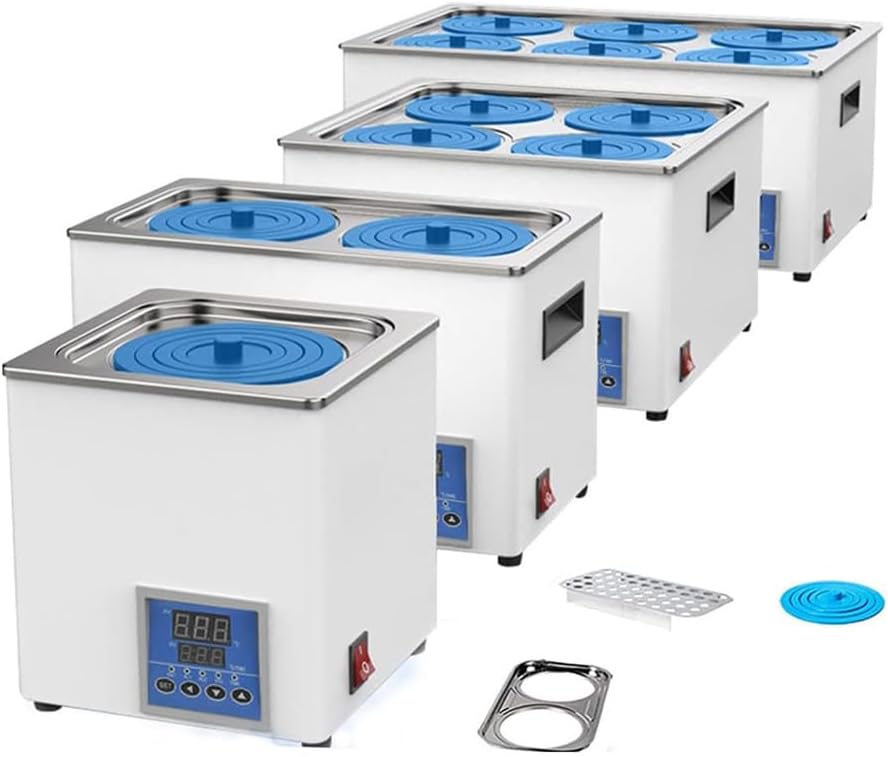 Stainless Steel Digital Thermostatic Water Bath, Lab Water Bath Heater with Timer, Adjustable Temperature for Lab, Medical, and Chemical Use,1 Hole