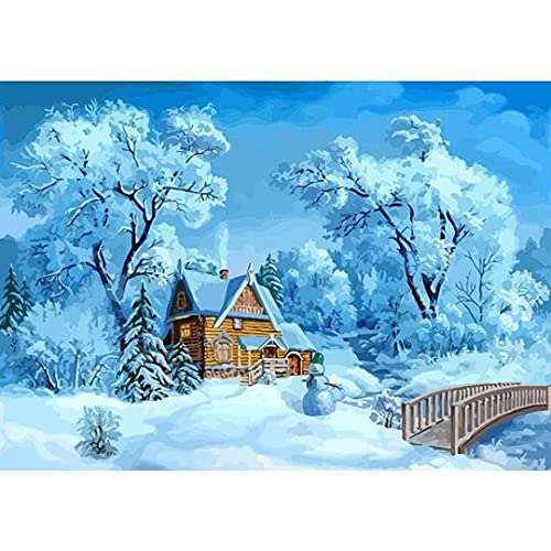 Broderie Diamant Peinture 5D Scène de Neige Grand Format Point de Croix Strass Mosaïque 50x120cm