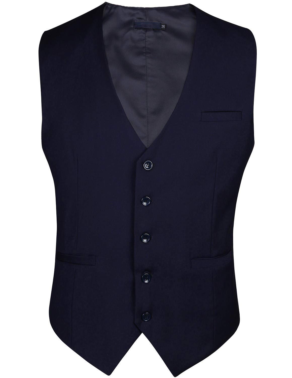 Enlision Chaleco de Vestir Hombre Elegante Chalecos Traje de Boda Color Liso Chaleco Formal de Negocio con Bolsillo