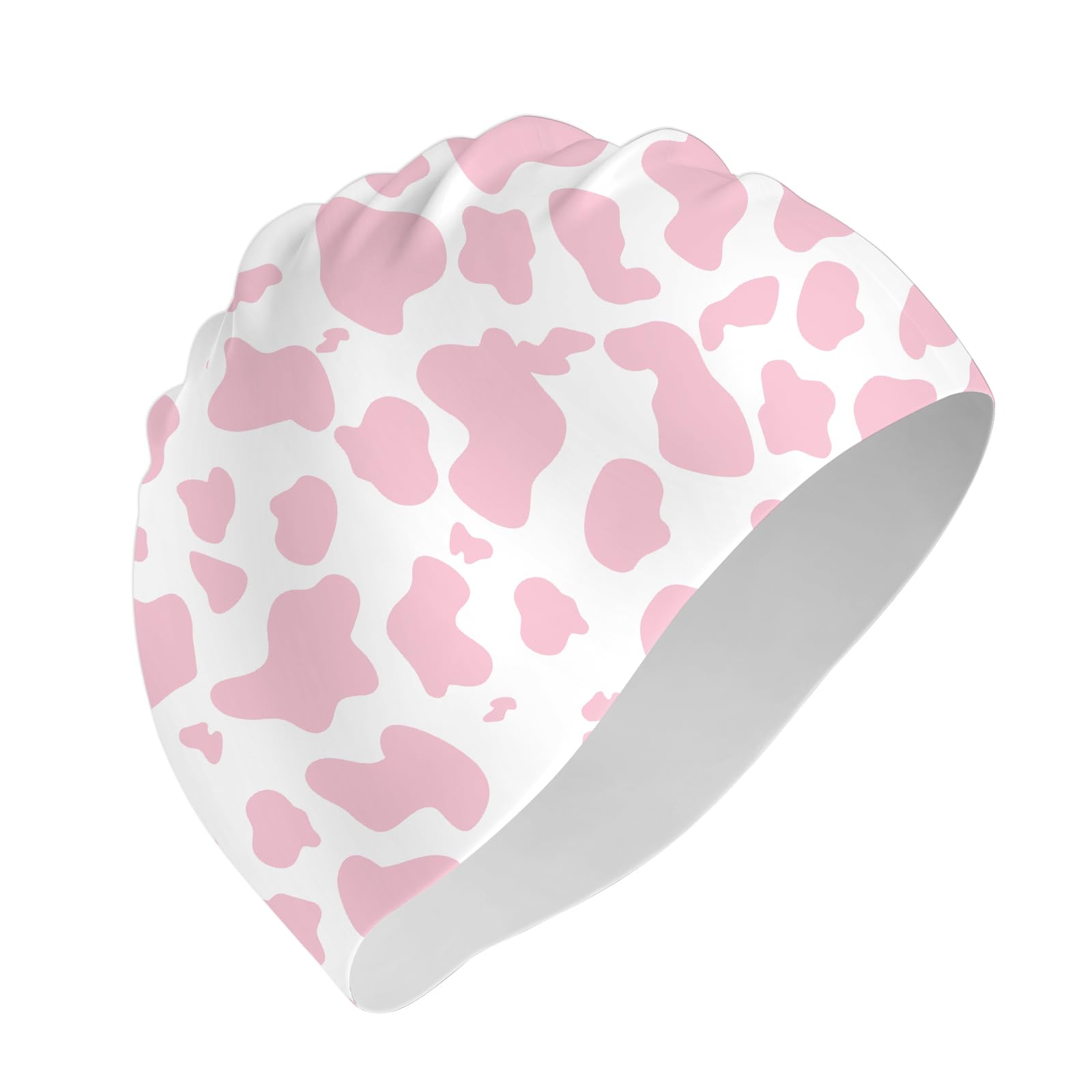 Deokke Silicone Swim Cap Soft Waterproof Durable Swimming Caps Non-Slip Elasticity Keeps Hair Dry Cute for Women Girls Men (G6-Pink Cow)
