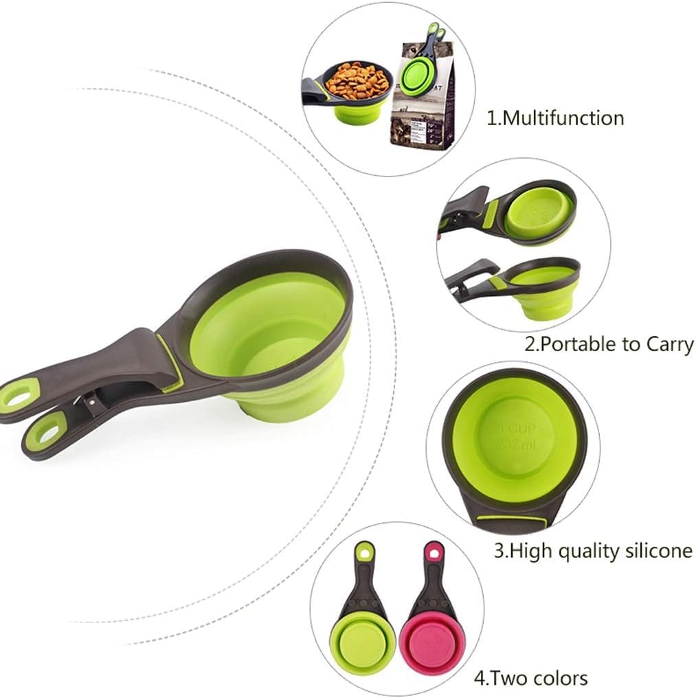 Foodie Puppies 3-in-1 Silicone Foldable Bowl, Measuring Cup, and Bag Sealing Clip - 237ml (Stowable Clipper Bowl) | Multi-Purpose Use Collapsible/Portable Dog Food Bowl (Color May Vary) 4