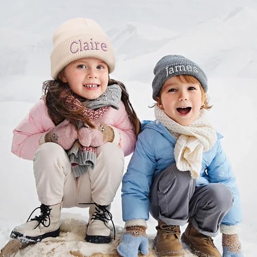 NIBESSER Mütze Personalisiert Bestickte Beanie Hat zum Personalisieren Unisex Wintermütze Mützen Bedrucken Mit Name oder Wunschtext Geschenk Herbst Winter