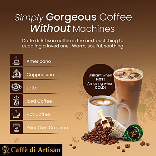 Caffè Di Artisan - Premium Coffee Concentrate | Dark Roasted Instant Coffee Syrup | 100% Rich Arabica | 24 Serving Pods Per Pack, Get Frother With First Order (Sampler Pack) #TOP2