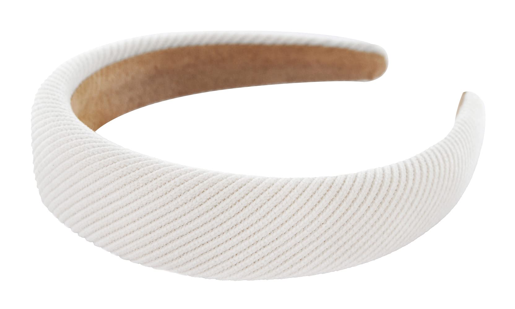 axy HRK5A Wide Headband with Fabric Padded Cord - Beautiful Headband Hair Accessories (White) - Image 3