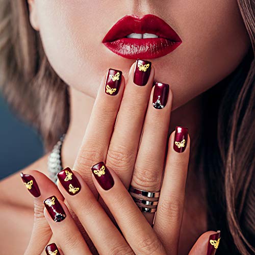 1000 Pieces Butterfly Metallic Nail Art Stickers Metal Slice Nail Studs Thin Fingernail Metallic Sequins For Women Girls Diy Manicure Salon Accessory Nail Design Decoration (Gold) #TOP2