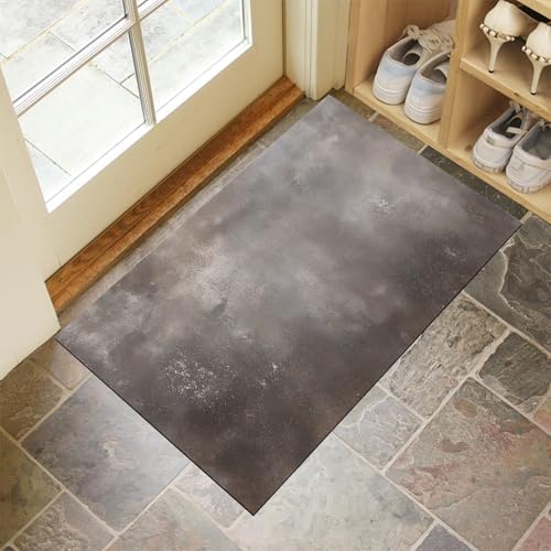 Rétro tapis d'entrée grand format gris-brun au design ciment