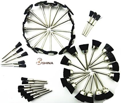 SHINA 45PC Nylon Wire Wheel Brushes for Dremel Rotary Tools Polish Clean 1/8'' 3.175MM