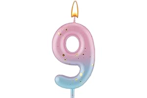 Pink Blue Gradient Number 9 Birthday Candle