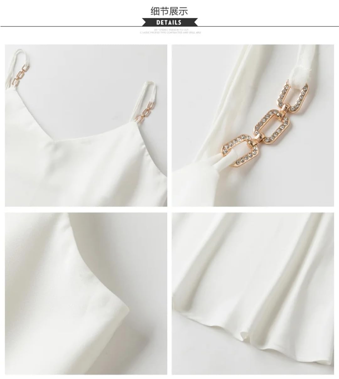 Top estivo da donna in raso con scollo a V senza schienale corto senza maniche