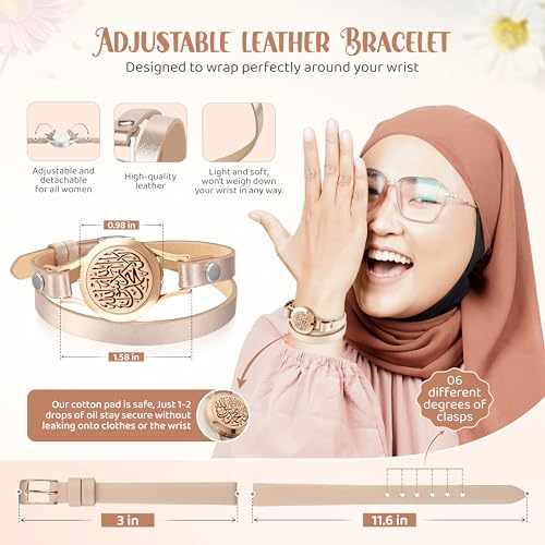 SHAHADA & Allah Bracelet AromatherapyOil Arabic Jewelry for Women–Perfect Ramadan & Islamic Gifts with Allah Pendant4