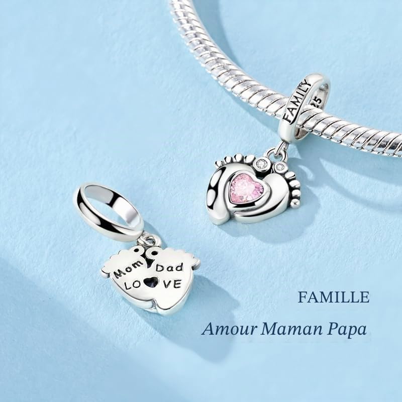 Charms Pendentif Amour Soeur Famille pour Femme Argent Sterling 925 Breloque Bracelets Collier Femme Pour Maman Voyage ou Anniversaire
