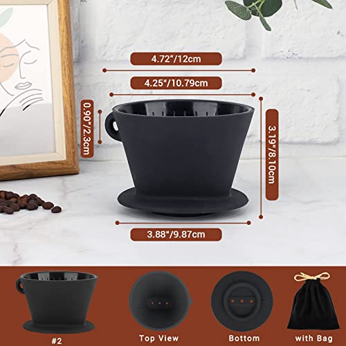 Image of Segarty Silicone Pour Over Coffee Dripper, Black Collapsible Coffee Maker Single Cup with Storage Pouch, Camping Pourover Coffee Slow Brewer for Travel, Backpacking