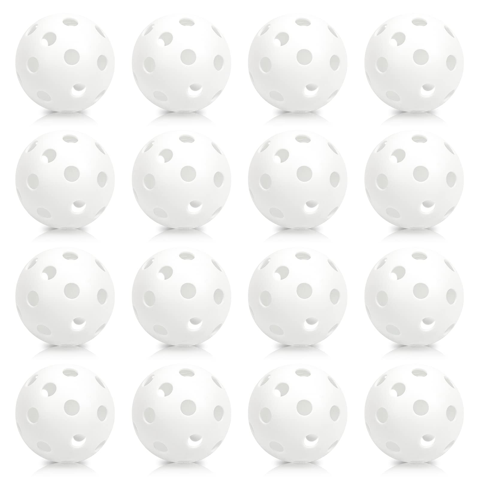16 Pack Plastic Baseballs - Hollow Softballs for Lightweight Batting Practice - Indoor/Outdoor Training Balls