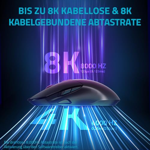 V30PRO - Mouse da gioco wireless 2,4 GHz ad alte prestazioni con sensore ottico da 26000 DPI, accelerazione 50 G, 650 IPS, durata della batteria fino a 160 ore, PC/Mac - nero - Mouse gaming - Immagine 2
