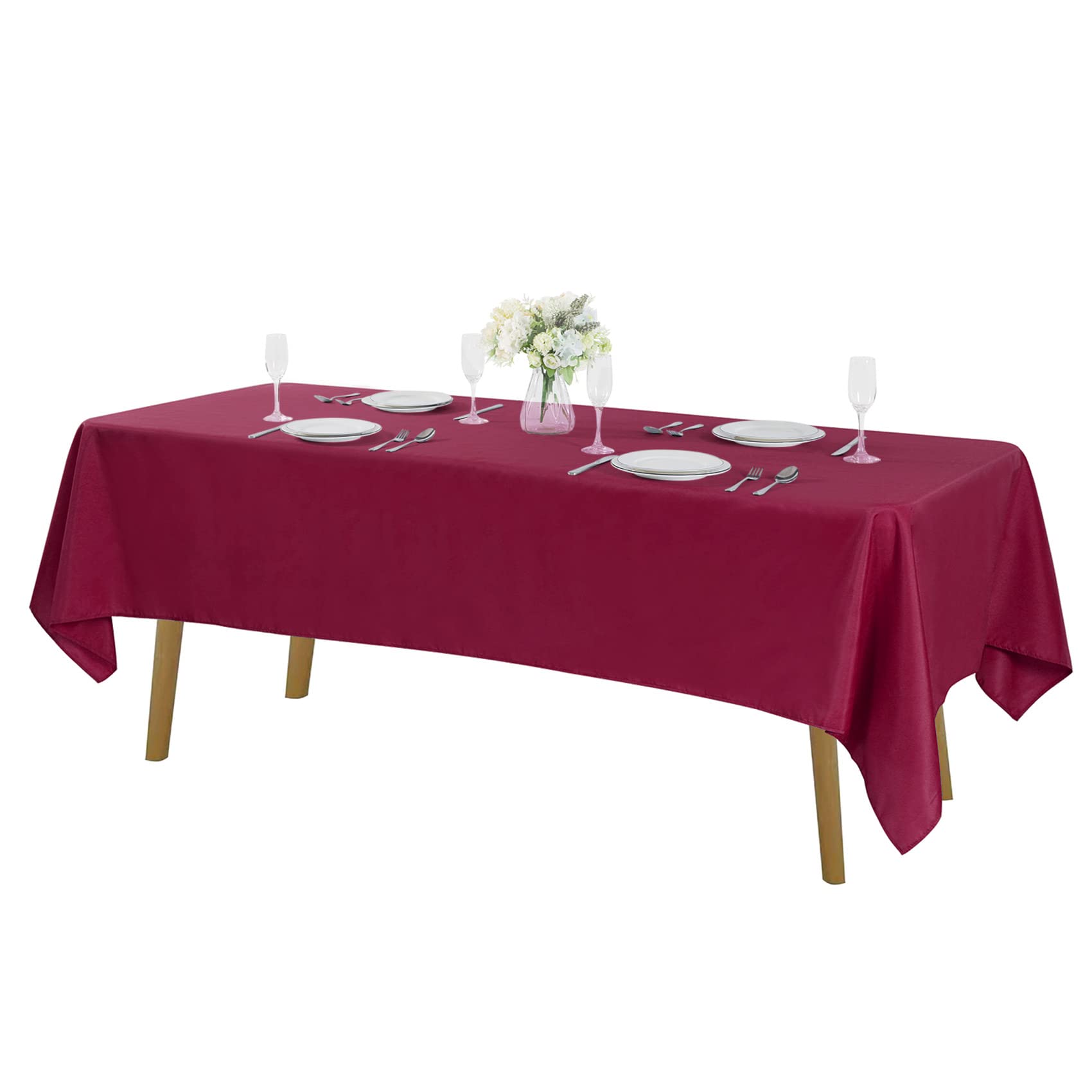 Cupuamon Rectangle Tablecloth 60x102 inch Washable Polyester Fabric Table Cloth for Wedding Party Dining Banquet Decoration（60x102, Burgundy）