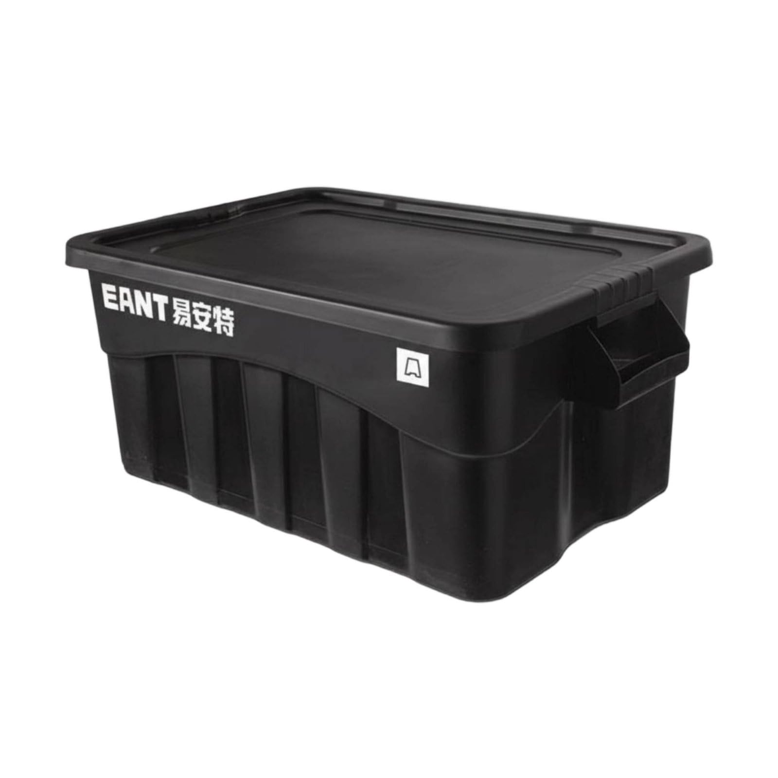 Multi-Functional Storage Box with Wood Lid High Capacity Camping Gear Storage Box Easy to Carry Car Trunk Organizer Bin for Campers, Black-image-0