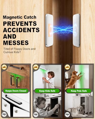 Image of 10Sets Extra Strong Magnetic Cabinet Door Catch, No-Drill Invisible Ultra Thin Magnets for Cabinet Door Closure, Drawer Magnets with Strong Adhesive to Stay Closed
