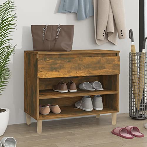 Gecheer - Armario para zapatos, color roble ahumado, 70 x 36 x 60 cm, madera de ingeniería, mueble de almacenamiento, para dormitorio, salón, vestidor, entrada, pasillo tipo A