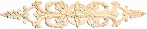 MUXSAM 1 apliques largos tallados en madera para muebles, calcomanías de tallado de madera sin pintar para pared, armario, espejo, repisa, puerta,