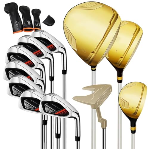 11-częściowy zestaw kijów golfowych dla mężczyzn i kobiet, zawiera torbę na stojak, kierowcę, drewno fairway, hybrydę i miotacz, idealny dla entuzjastów sportów na świeżym powietrzu