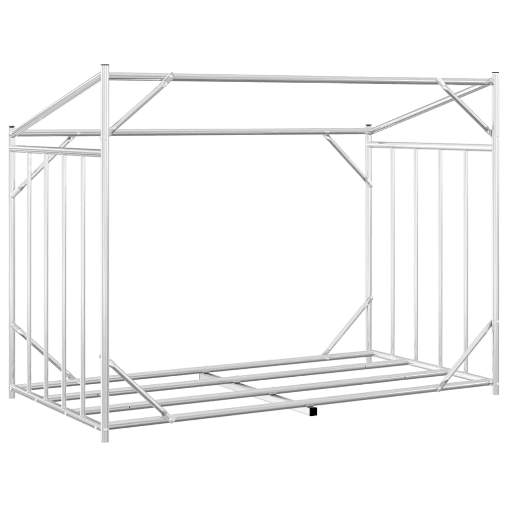 vidaXL Leñero Cubierta Lluvia 151x80,5x110,5 cm Acero galvanizado, Almacenamiento de leña, Soporte para leña para Chimenea, Almacenamiento de leña para Interior