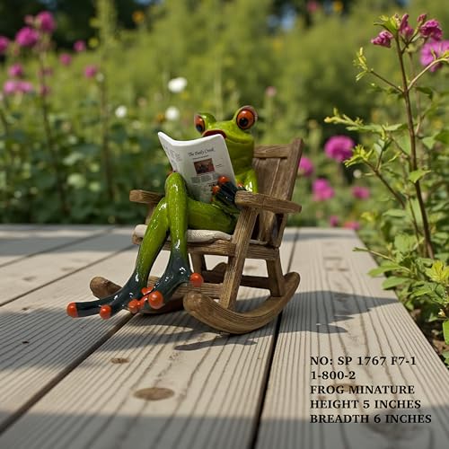 Image of AUGEN Polyresin Frog Newspaper Statue Showpiece for Home Decor Decoration and Gifting (1767F7, 13cm)