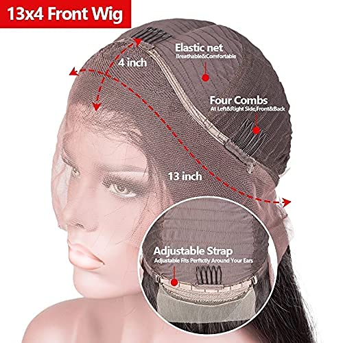 Short Bob Wigs Yaki Straight Lace Front Human Hair Wigs For Women Pre Pluck With Baby Hair 13x4 Lace Front Wig Remy Glueless Lace Wig (150 Density, 14inch)