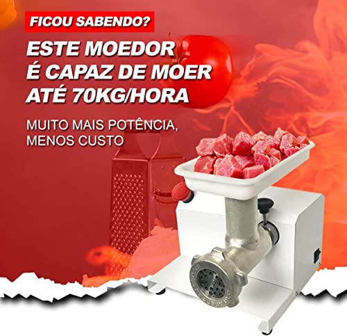 Moedor De Carne Elétrico Profissional Industrial Saro MEC Bivolt, Branco