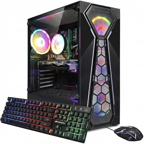 Image of STGAubron Gaming PC Desktop, Intel 10th Gen G5905 3.5GHz, Radeon RX 580 8G, 16GB DDR4, 1TB SSD, WiFi 6, BT 5.0, RGB Fan x4, Windows 11 Home