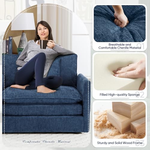 Sillón Plegable Chenille Azul miniatura 5