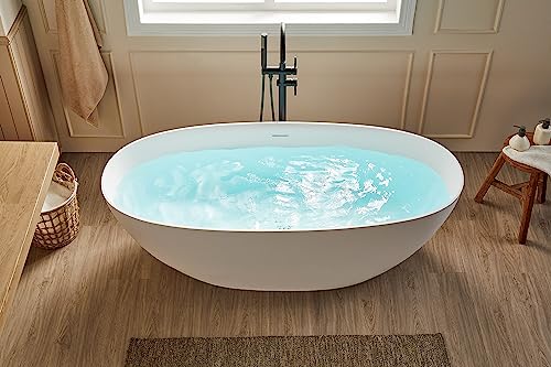 Cpingao 67" Stone Resin Freestanding Bathtub, Elegant Oval Stand Alone Soaking Tub, Solid Surface Bathtub with Drain & Integrated Slotted Overflow Matte White 8845-1700 Cpingao 67" Stone Resin Freestanding Bathtub, Elegant Oval Stand Alone Soaking Tub, Solid Surface Bathtub with Drain & Integrated Slotted Overflow Matte White 8845-1700