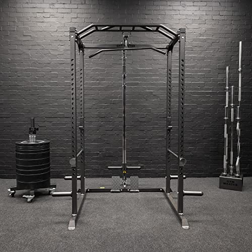 GYM MASTER GM1 Power Rack Squat Cage for Home Weight Lifting Training with Optional Dual Pulley Cable System - Power Rack and Cable Pulley System - Image 9