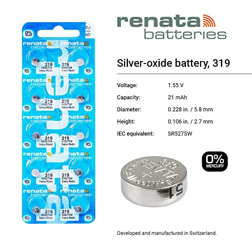 Baterías Renata 319 SR527SW Plata 1.55V (2 unidades) miniatura 2