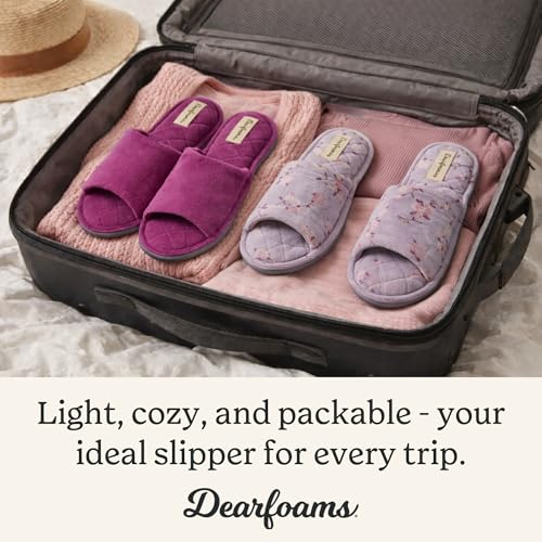 Image of Dearfoams womens Slipper Memory Foam Summer House Shoe Beatrice Terry Slide