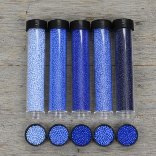Image of Beadsnfashion Preciosa Seed Beads Blue 5 Colors Combo Size 11 /0 (2 MM) for Beading, Jewellery Making, Embroidery, Bracelets, Necklace and Craft Projects