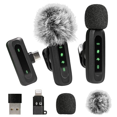 Deecam Mini-Lavalier-Mikrofon für Android und iPhone, 360° omnidirektionale Geräuschunterdrückung Mikrofon,Clip-on-Mikrofon,für Videoaufnahmen, Tiktok, YouTube, Vlog Podcast...