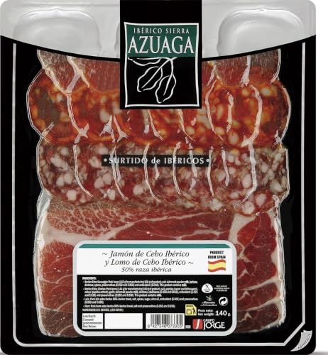 Azuaga Surtido de Ibericos, Jamon de Cebo Iberico y Lomo de Cebo Iberico, 50% raza iberica y embutidos ibéricos 140gr