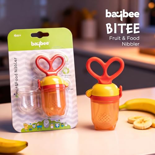Image of Baybee Silicone Fruit Nibbler & Baby Food Feeder | Baby Teether & Pacifier for 3+ Months Toddlers | Babies Fruit & Food Veggie Teether for Infants | Hygenic & BPA Free Extra Soft Organic- Pacifier