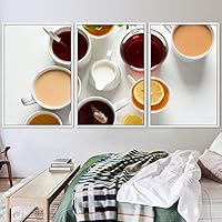3 Piece Framed Canvas Wall Art Cup of Tea Canvas Prints Home Artwork Decoration for Living Room,Bedroom - 16