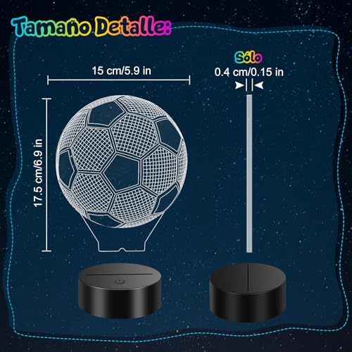 3D Luz Nocturna Infantil Fútbol | Regalos Originales para Niños 7-12 Años con Control Remoto y 16 Colores LED - Luz de Noche Decoración Cumpleaños, Comunión y Navidad para Chicos + Adolescentes - imagen 8