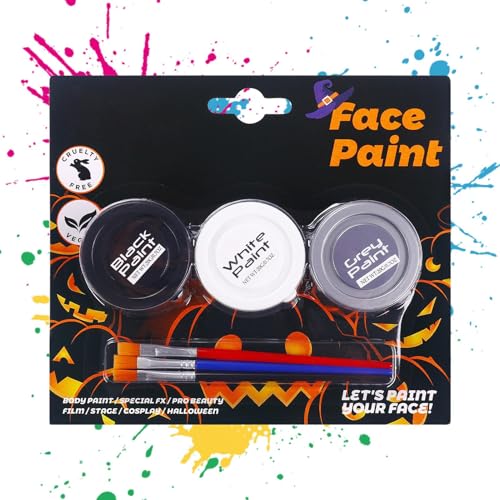 Pintura para la Piel del Cuerpo | Crema De Pintura Para La Piel Soluble En Agua, para el Rostro y el Cuerpo de 3 Colores,Para Cosplay Disfraz Eventos Deportivos Niños Adultos Esqueleto