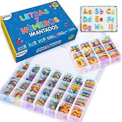 Iman En El Movil Letras y Números Magnéticos para Niños - Conjunto Completo: 182 Letras y 81 Números y Símbolos - Imanes Gruesos de Espuma para la Nevera - Incluye 2 Cajas, Pizarra Magnética, Rotuladores y Borrador